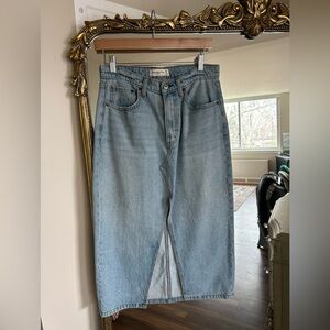 Abercrombie & Fitch Light Blue Denim Midi Skirt